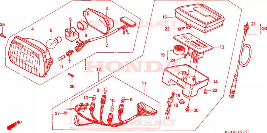 PHARE - COMPTEUR (SH75P/DP/DS) Honda SCOOTER 75 SH 1995  SH75DS