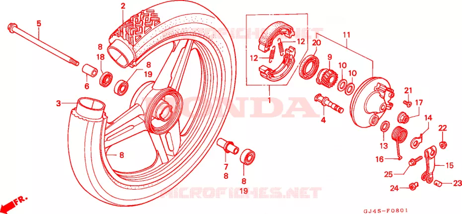 ROUE AVANT (SH75DP/DS) Honda SCOOTER 75 SH 1994  SH75DP