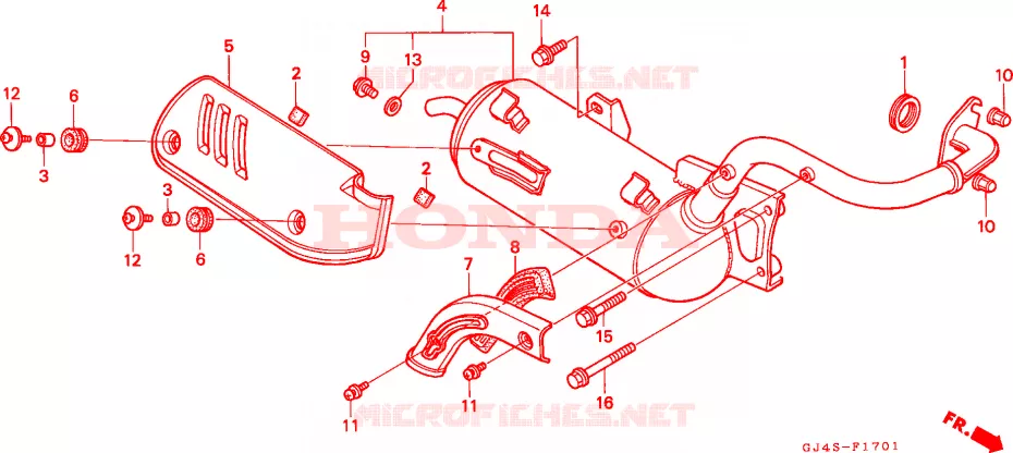 SILENCIEUX D'ECHAPPEMENT (SH75P/S/DP/DS) Honda SCOOTER 75 SH 1994  SH75P