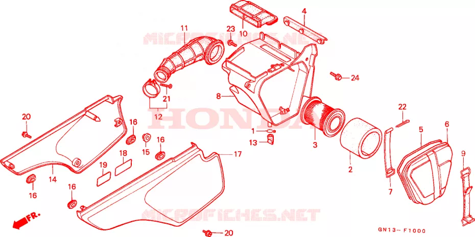 FILTRE A AIR - COUVERCLE LATERAL Honda MOTO 80 XR 1991  XR80RM