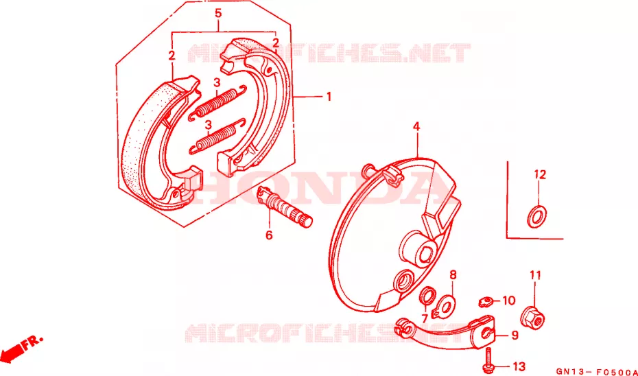 FLASQUE - MACHOIRES DE FREIN AVANT Honda MOTO 80 XR 1990  XR80RL