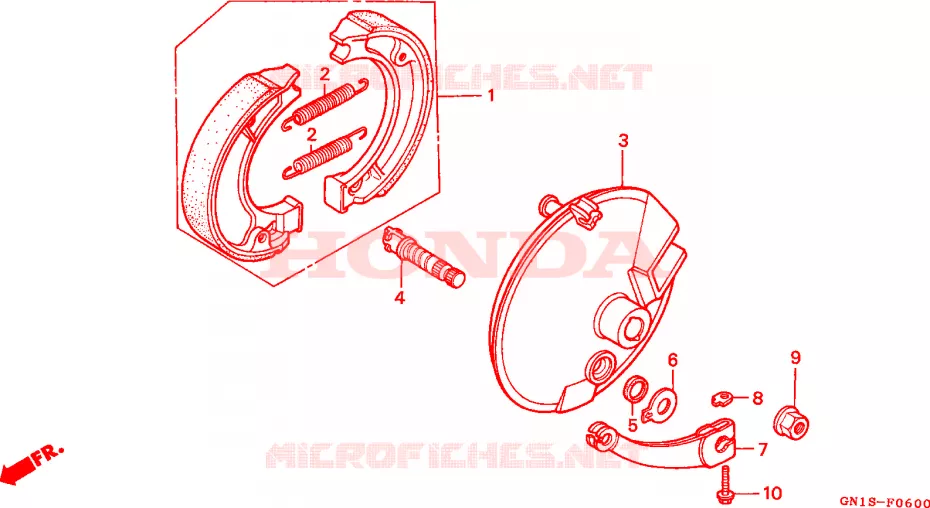 FLASQUE - MACHOIRES DE FREIN AVANT Honda MOTO 80 XR 1996  XR80RT