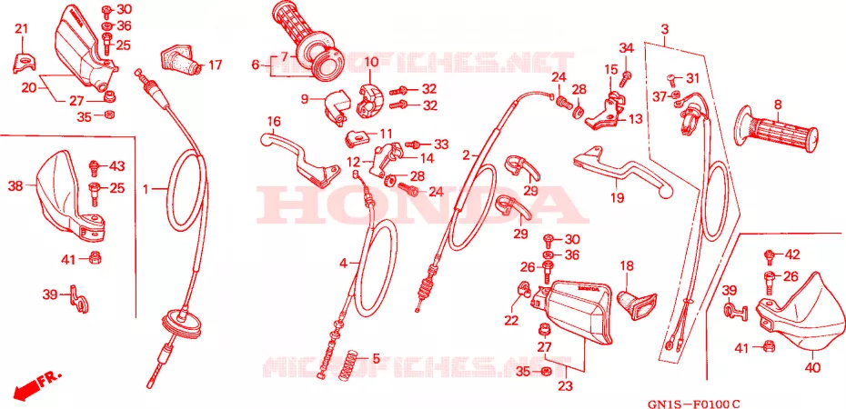 LEVIER DE GUIDON - CABLE - COMMODO Honda MOTO 80 XR 1997  XR80RV