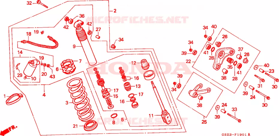 AMORTISSEUR ARRIERE (CR80RN/RP/RR) Honda MOTO 80 CR 1993  CR80RP