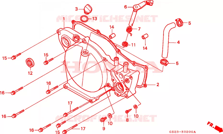 CARTER MOTEUR DROIT Honda MOTO 80 CR 1994  CR80RR