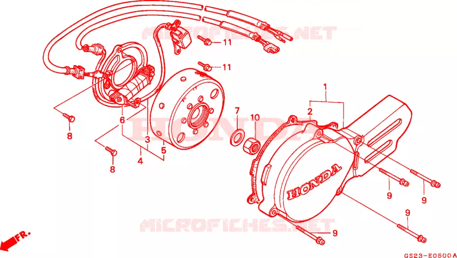 CARTER MOTEUR GAUCHE - ALTERNATEUR Honda MOTO 80 CR 1990  CR80RL