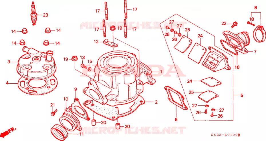 CYLINDRE - CULASSE Honda MOTO 80 CR 1992  CR80RN
