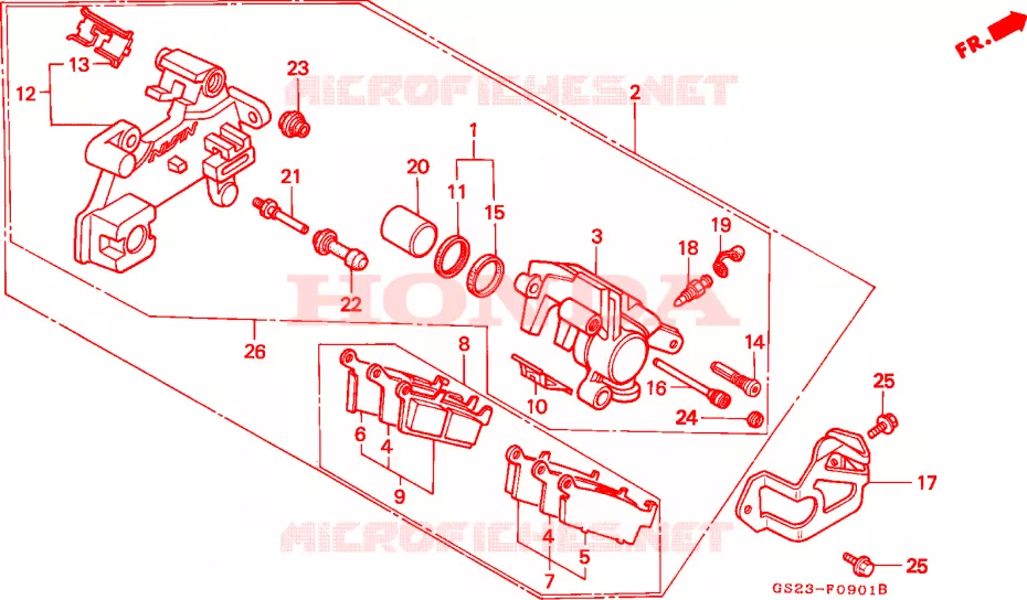 FLASQUE - MACHOIRES DE FREIN ARRIERE (CR80RN/RP/RR) Honda MOTO 80 CR 1995  CR80RS