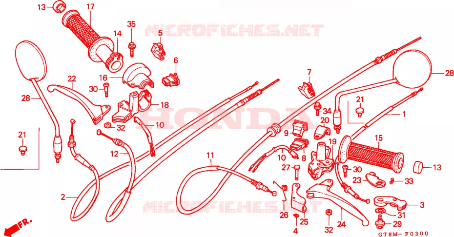 LEVIER DE GUIDON - CABLE - COMMODO Honda MOTO 50 WALLAROO 1991  PK50SMM