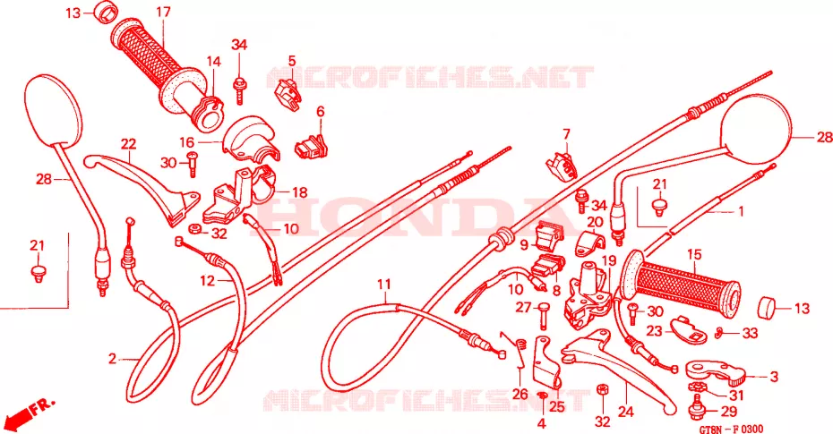 LEVIER DE GUIDON - CABLE - COMMODO Honda MOTO 50 WALLAROO 1992  PK50SN