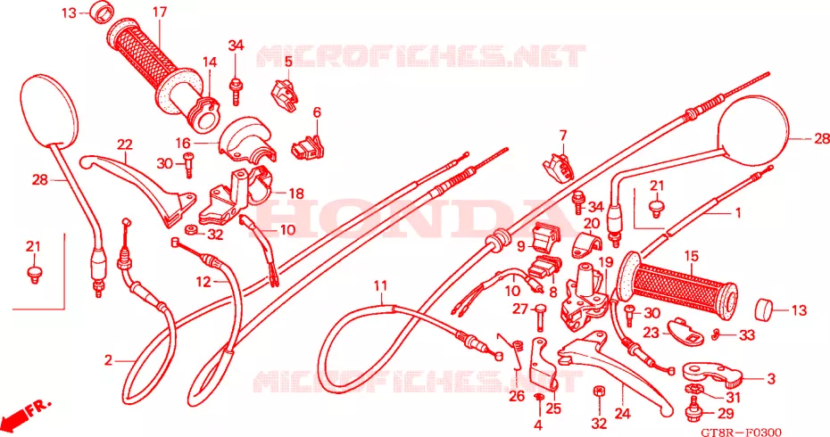 LEVIER DE GUIDON - CABLE - COMMODO Honda MOTO 50 WALLAROO 1994  PK50SR