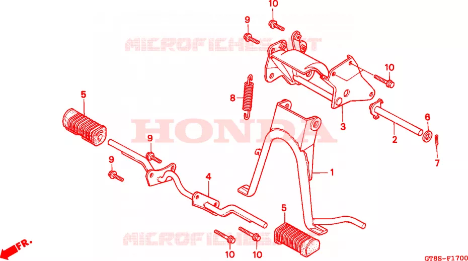 BEQUILLE - REPOSE PIEDS Honda MOTO 50 WALLAROO 1995  PK50MS
