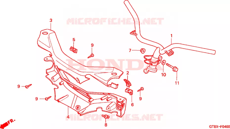 GUIDON - CARENAGE Honda MOTO 50 WALLAROO 1999  PK50X