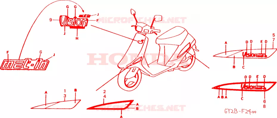 AUTOCOLLANTS Honda SCOOTER 75 VISION 1991  SA75M
