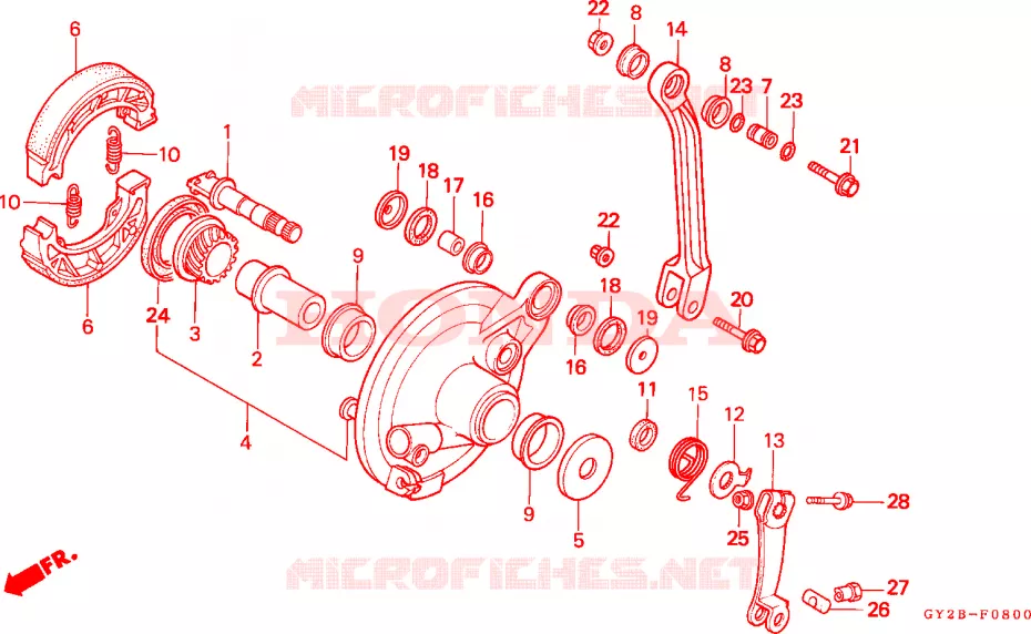 FLASQUE - MACHOIRES DE FREIN AVANT Honda SCOOTER 75 VISION 1991  SA75M