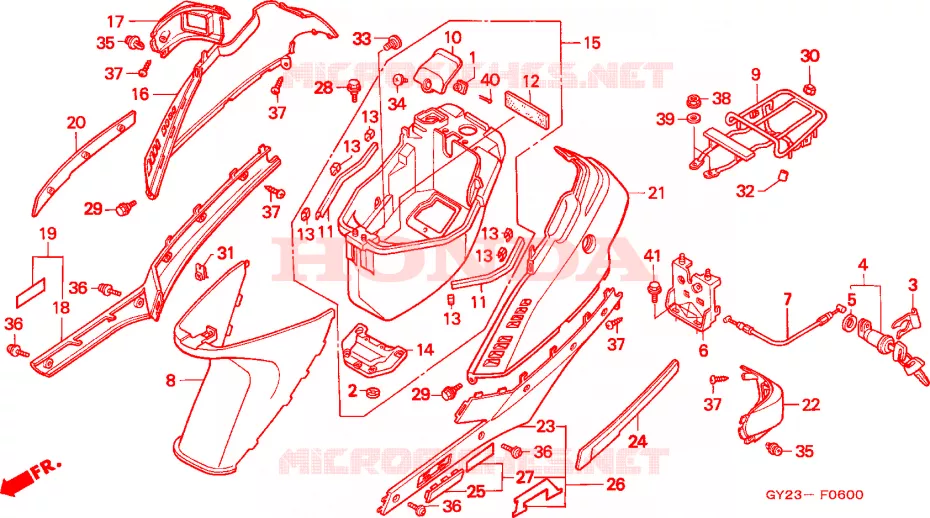 CARENAGE ARRIERE Honda SCOOTER 75 VISION 1993  SA75P