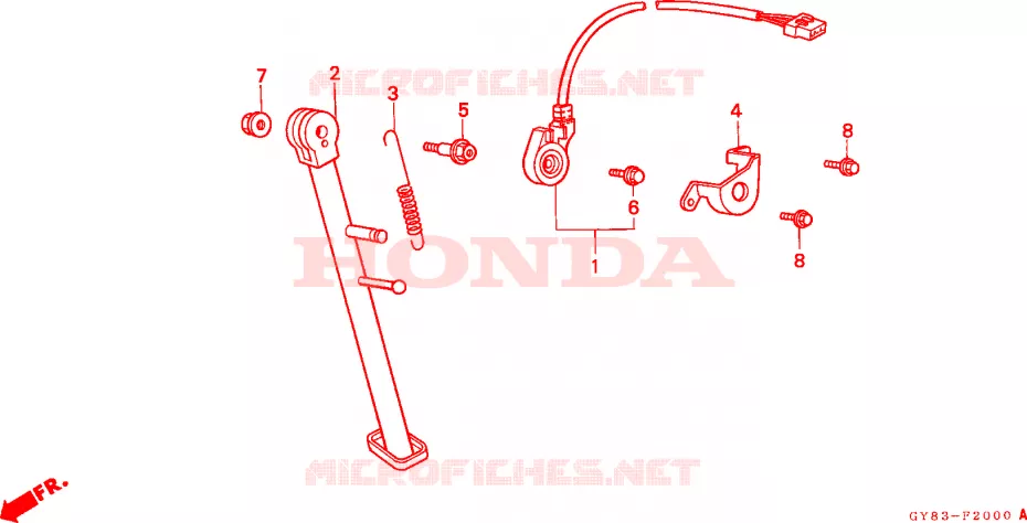 BEQUILLE LATERALE Honda MOTO 75 CRM 1991  CRM75RM