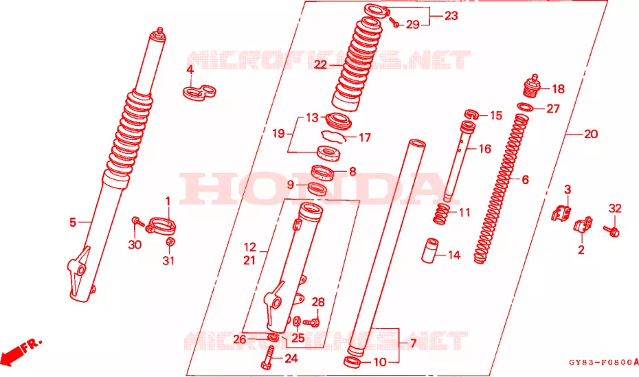 FOURCHE Honda MOTO 75 CRM 1991  CRM75RM