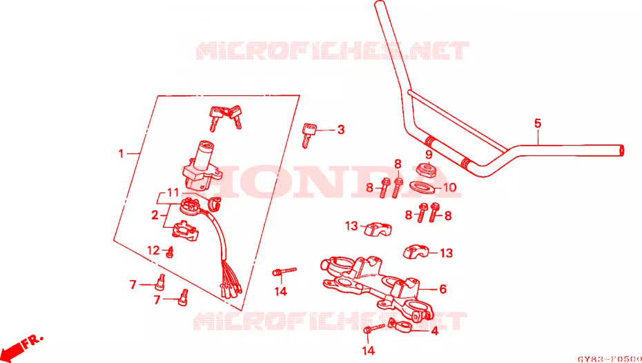 GUIDON - TE DE FOURCHE Honda MOTO 75 CRM 1993  CRM75RP