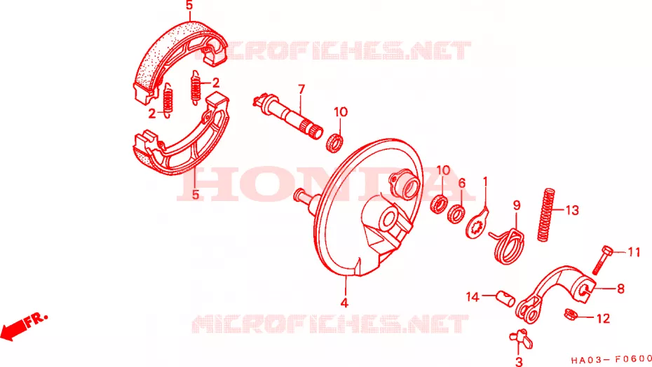 FLASQUE - MACHOIRES DE FREIN AVANT Honda ATV 250 ATC 1987  ATC250ESH