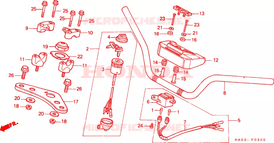 GUIDON - TE DE FOURCHE Honda ATV 250 ATC 1986  ATC250ESG