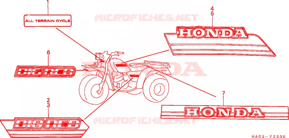 RAYURE/EMBLEME(1) Honda ATV 250 ATC 1985  ATC250ESF