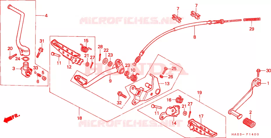 REPOSE PIED - PEDALE Honda ATV 250 ATC 1988  ATC250ESJ_U