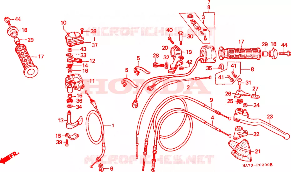 COMMODO - LEVIER - CABLE Honda ATV 350 FOURTRAX 1987  TRX350DH