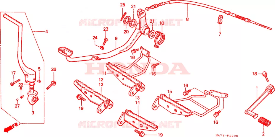 REPOSE PIED - PEDALE Honda ATV 350 FOURTRAX 1990  TRX350L