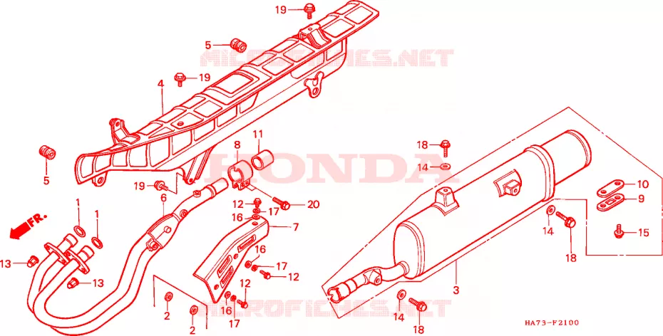 SILENCIEUX D'ECHAPPEMENT Honda ATV 350 FOURTRAX 1993  TRX350P