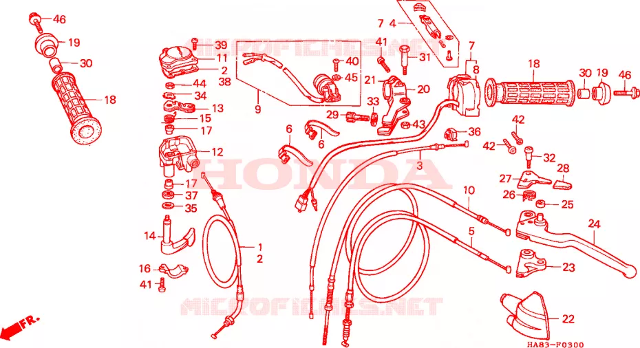 CABLES - COMMODOS - LEVIERS - POIGNEES Honda ATV 250 FOURTRAX 1986  TRX250G