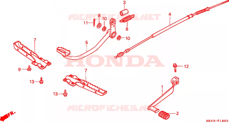 REPOSE PIED - PEDALE Honda ATV 200 FOURTRAX 1987  TRX200SXJ