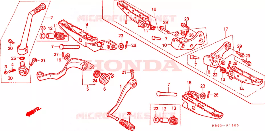 REPOSE PIED - PEDALE Honda ATV 250 FOURTRAX 1988  TRX250RJ