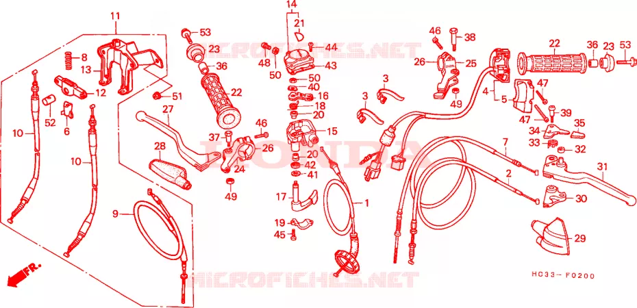 COMMODO - LEVIER - CABLE Honda ATV 125 FOURTRAX 1987  TRX125H