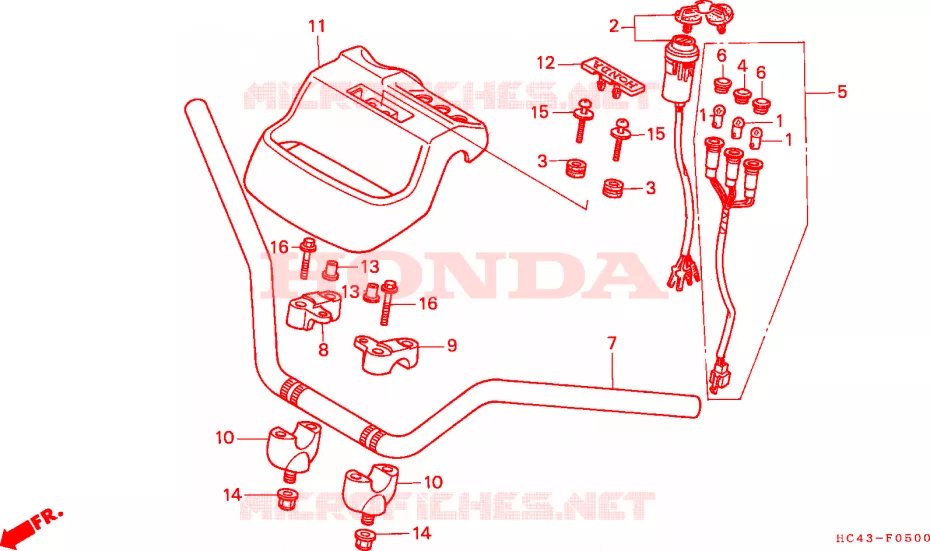 GUIDON - CONTACTEUR A CLE Honda ATV 300 FOURTRAX 1990  TRX300FWL