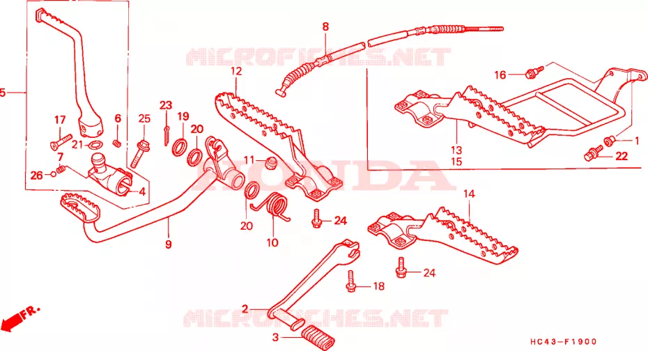 REPOSE PIED - PEDALE Honda ATV 300 FOURTRAX 1988  TRX300J