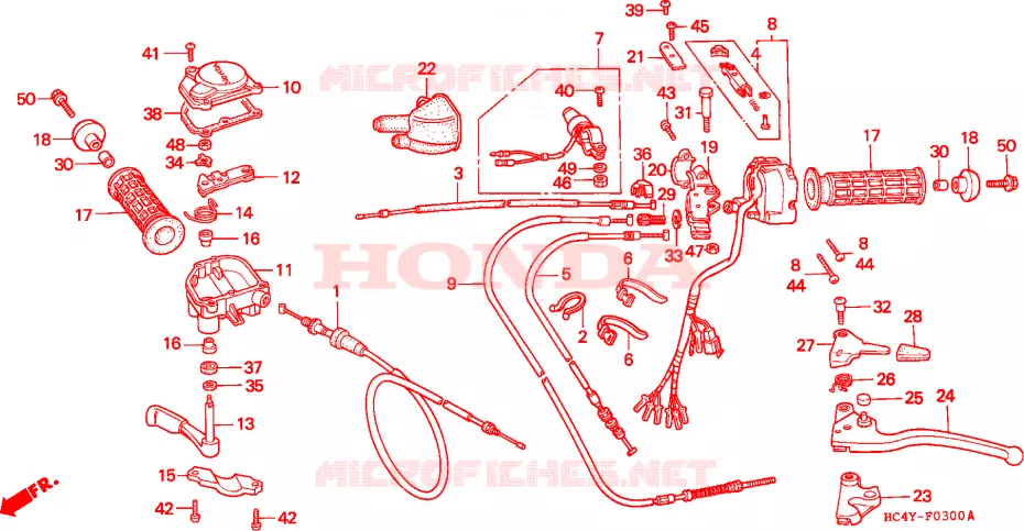 CABLES - COMMODOS - LEVIERS - POIGNEES Honda ATV 300 FOURTRAX 1993  TRX300P