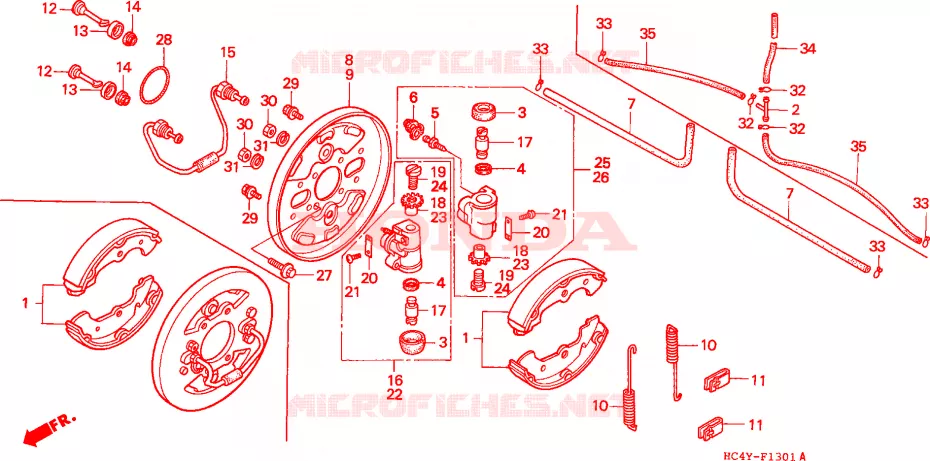FLASQUE - MACHOIRES DE FREIN AVANT Honda ATV 300 FOURTRAX 1994  TRX300FWR