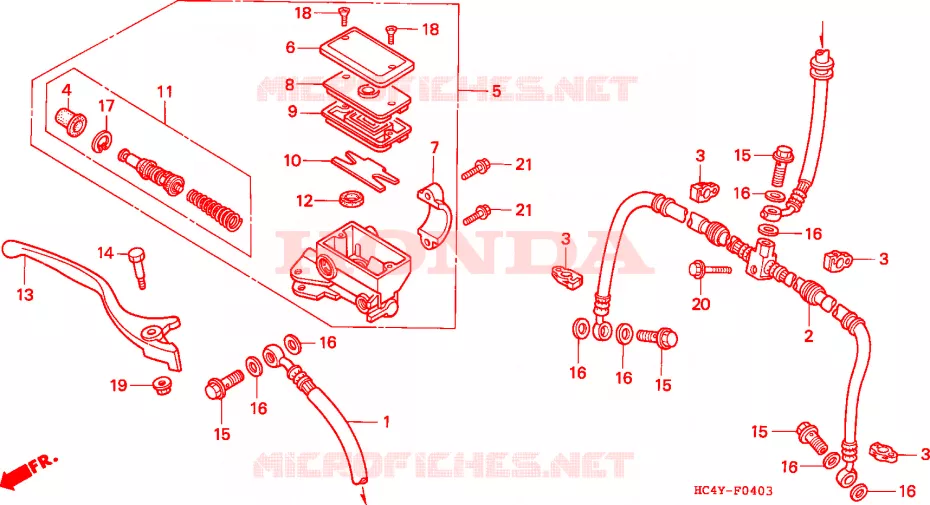 MAITRE CYLINDRE DE FREIN AVANT Honda ATV 300 FOURTRAX 1995  TRX300FWS