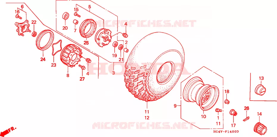 ROUE AVANT Honda ATV 300 FOURTRAX 1994  TRX300FWR