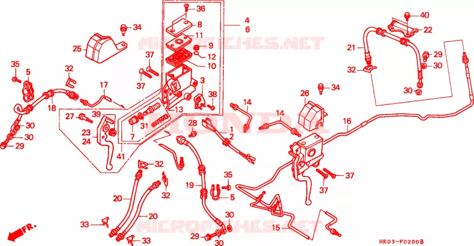 MAITRE-CYLINDRE DE FREIN - FLEXIBLE DE FREIN Honda ATV 400 ODYSSEY 1989  FL400RK
