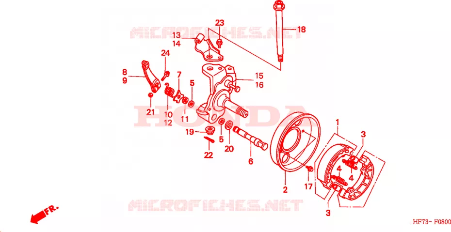 FLASQUE - MACHOIRES DE FREIN AVANT Honda ATV 90 FOURTRAX 2003  TRX903