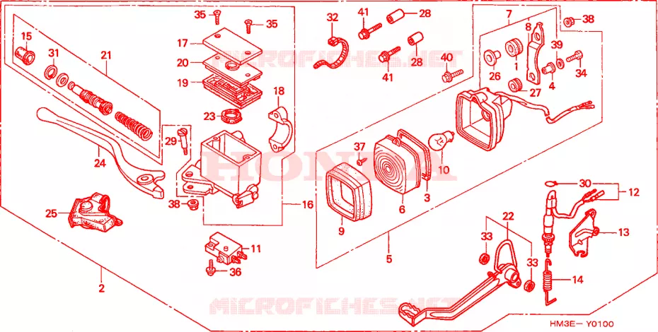 ENSEMBLE FEU STOP Honda ATV 300 FOURTRAX 2003  TRX300EX3
