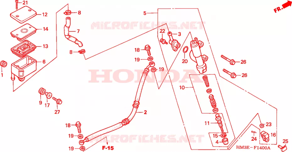 MAITRE-CYLINDRE DE FREIN ARRIERE Honda ATV 300 FOURTRAX 2003  TRX300EX3