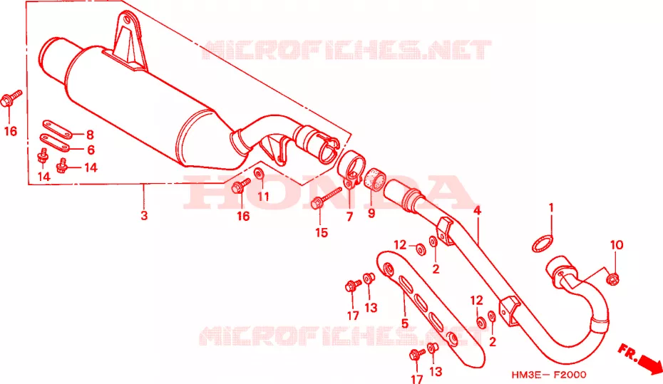 SILENCIEUX D'ECHAPPEMENT Honda ATV 300 FOURTRAX 2002  TRX300EX2