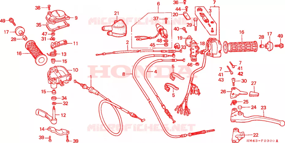 CABLES - COMMODOS - LEVIERS - POIGNEES Honda ATV 300 FOURTRAX 1999  TRX300X
