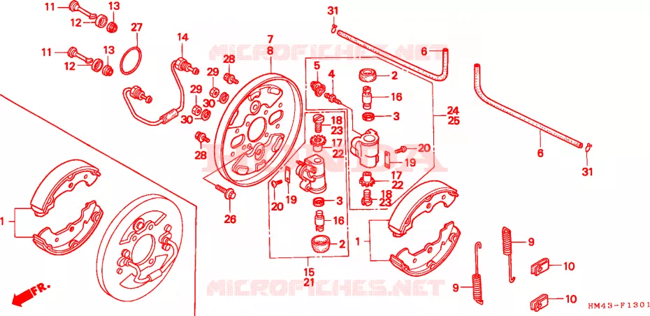 FLASQUE - MACHOIRES DE FREIN AVANT Honda ATV 300 FOURTRAX 1996  TRX300FWT