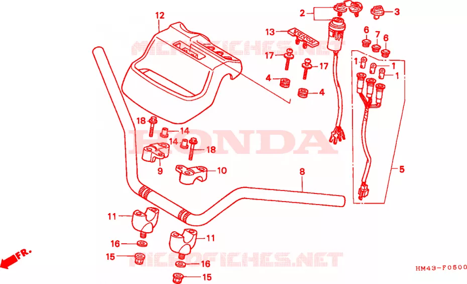 GUIDON - CARENAGE Honda ATV 300 FOURTRAX 1997  TRX300V