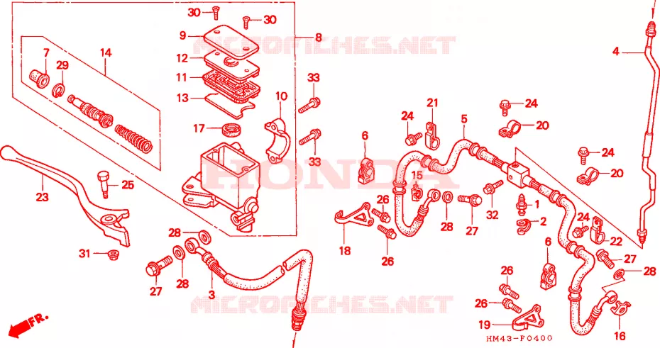 MAITRE CYLINDRE DE FREIN AVANT Honda ATV 300 FOURTRAX 1999  TRX300X