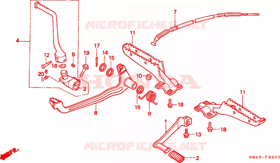 REPOSE PIED - PEDALE Honda ATV 300 FOURTRAX 1998  TRX300W